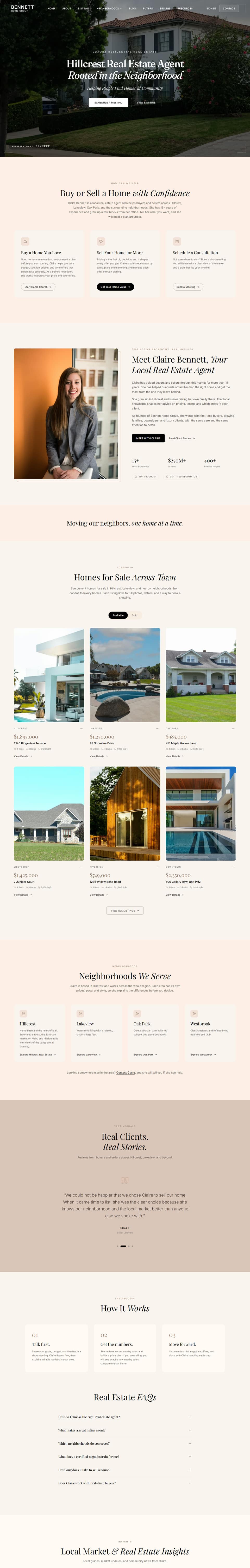 Haven website template, desktop home page