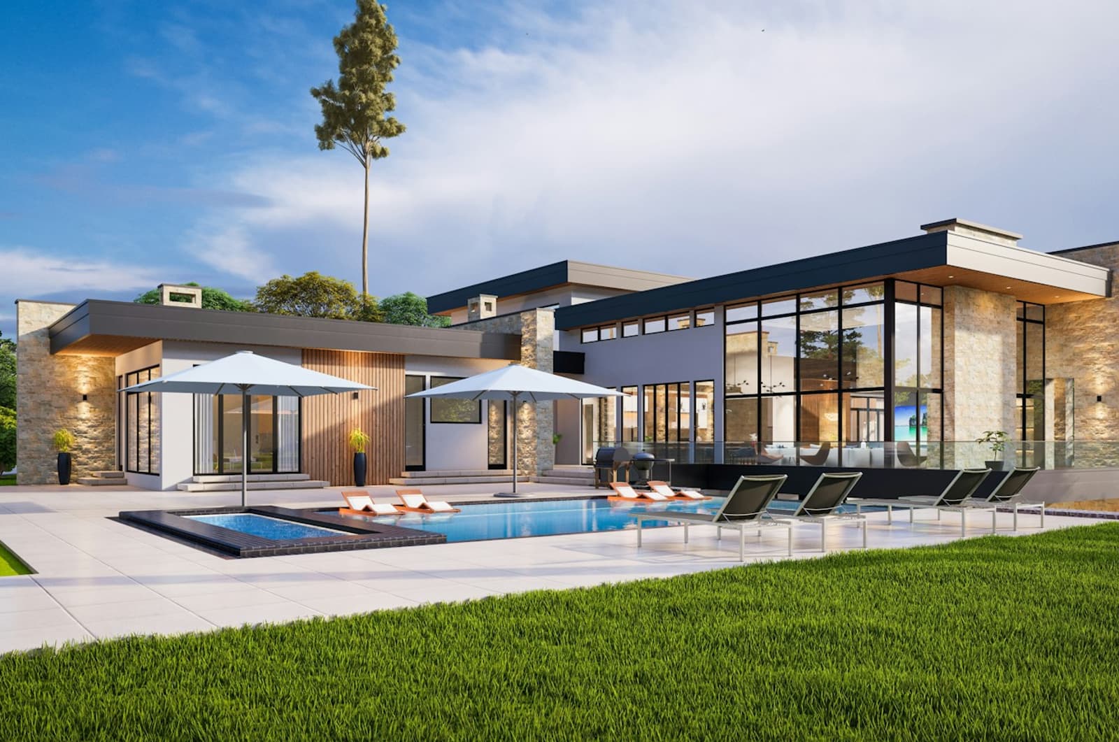 Modern home with pool