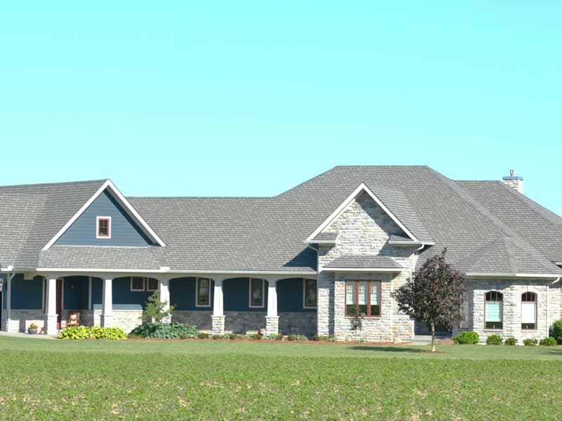 Contemporary home with lawn