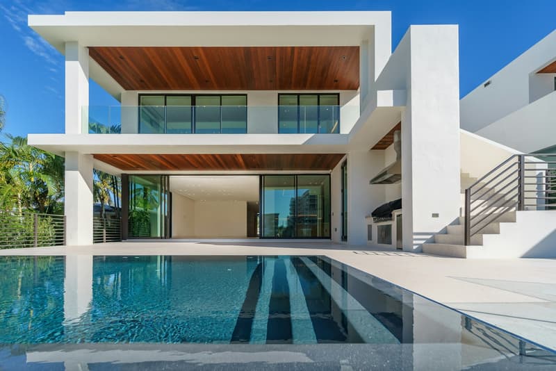 Architectural home with pool