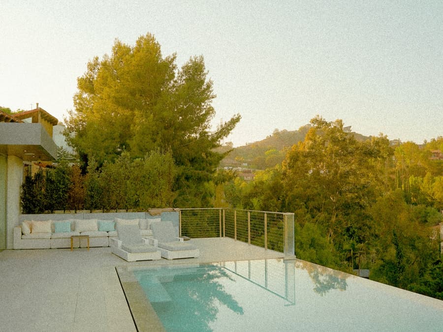Contemporary home with a pool terrace