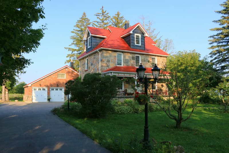Stone-front home with a two-car garage