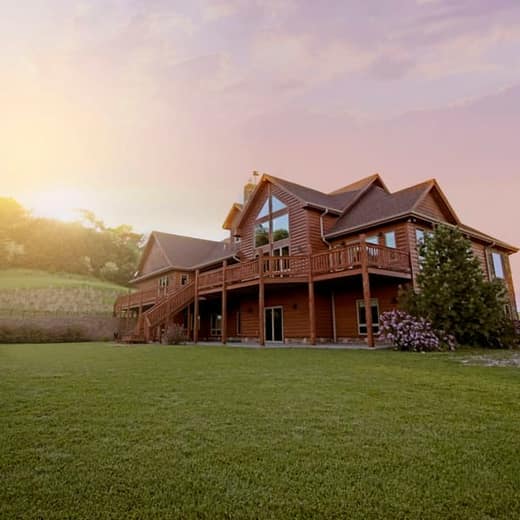 Hillside home at sunset
